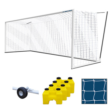 Soccer Goals - Nova World Cup Goal Package with Black/White Net (8 ft.H x 24 ft.W x 7 ft.B x 8 ft.D) - NFHS, NCAA, FIFA Compliant